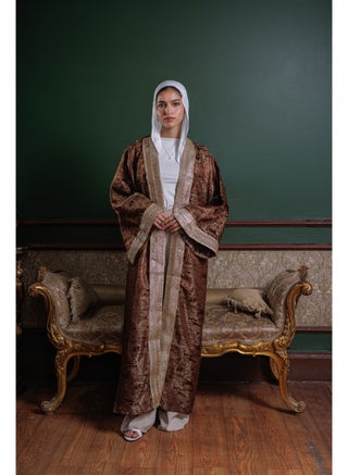Jacquard Ramadan Kaftan – Metallic Jacquard Texture, Elegant Modest Loose Fit, Long Maxi Kaftan Dress for Ramadan & Eid, Evening & Occasion Wear