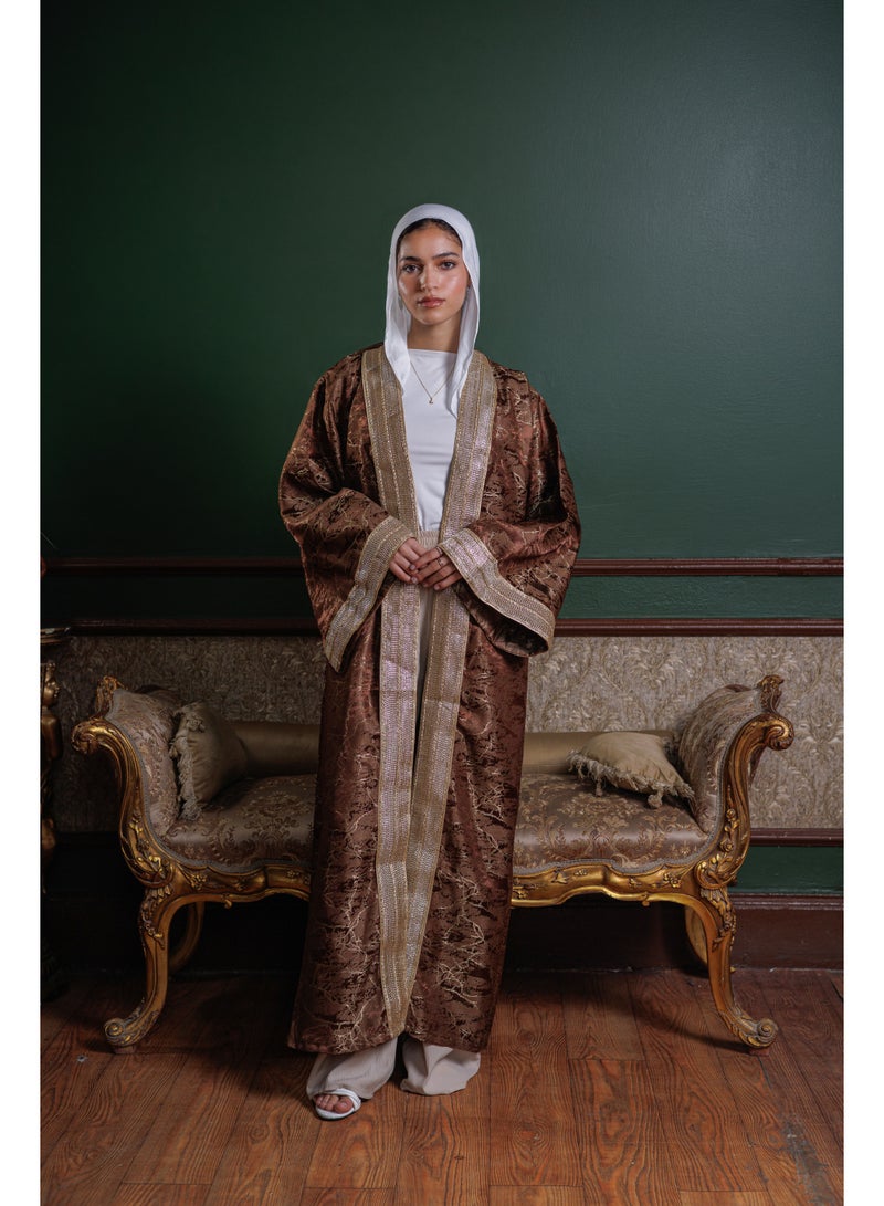 Lavezzi Jacquard Ramadan Kaftan – Metallic Jacquard Texture, Elegant Modest Loose Fit, Long Maxi Kaftan Dress for Ramadan & Eid, Evening & Occasion Wear - Image 1