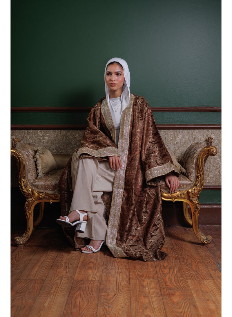 Lavezzi Jacquard Ramadan Kaftan – Metallic Jacquard Texture, Elegant Modest Loose Fit, Long Maxi Kaftan Dress for Ramadan & Eid, Evening & Occasion Wear - Image 2