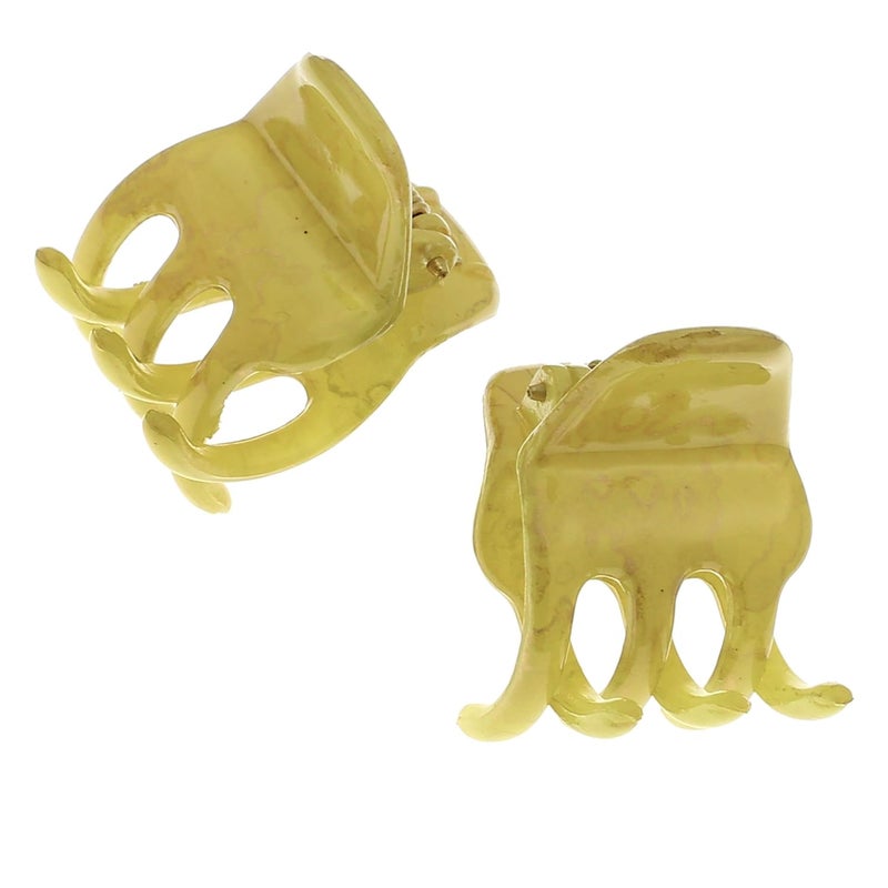 Camila Paris CP2926 French Hair Clip for Women, Small Set of 2 Green Gold Girls Hair Claw Clips Jaw. Fashion Durable Styling Hair Accessories for Women, Strong Hold No Slip Grip, Made in France