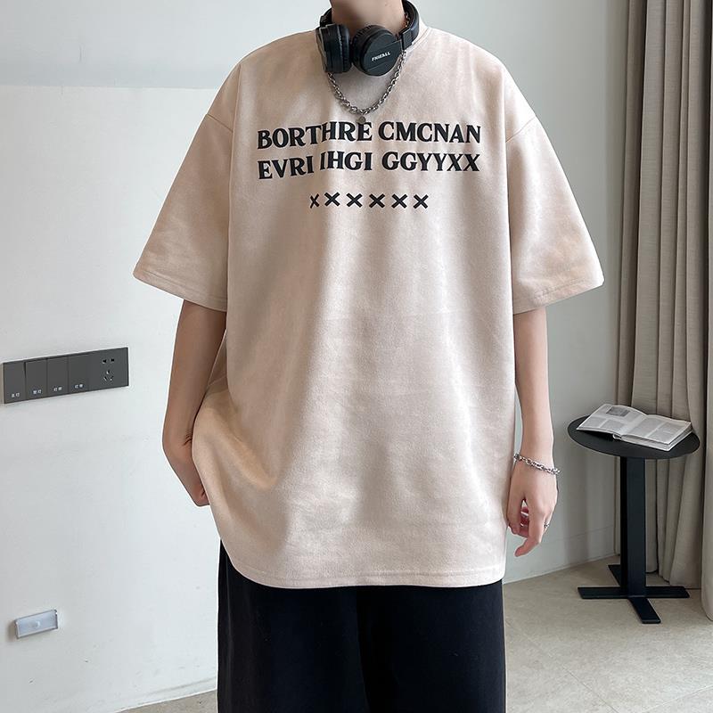 2023 Summer new loose suede printed short-sleeved T-shirt summer T-shirt T10 - Image 5