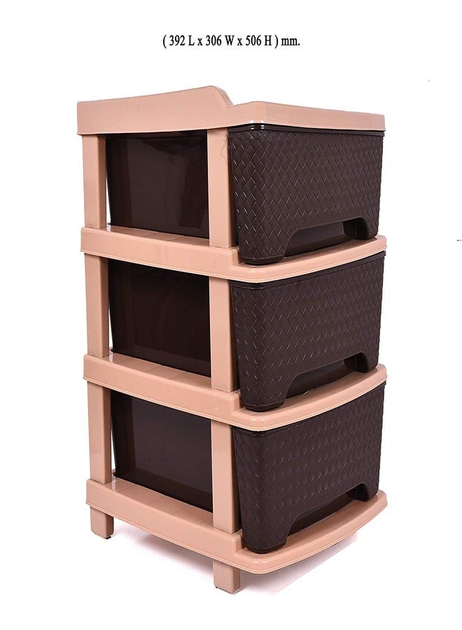 Sonal - Organiser Multipurpose Drawer Standing Chest - Plastic (Brown, Tier 3) - Image 5