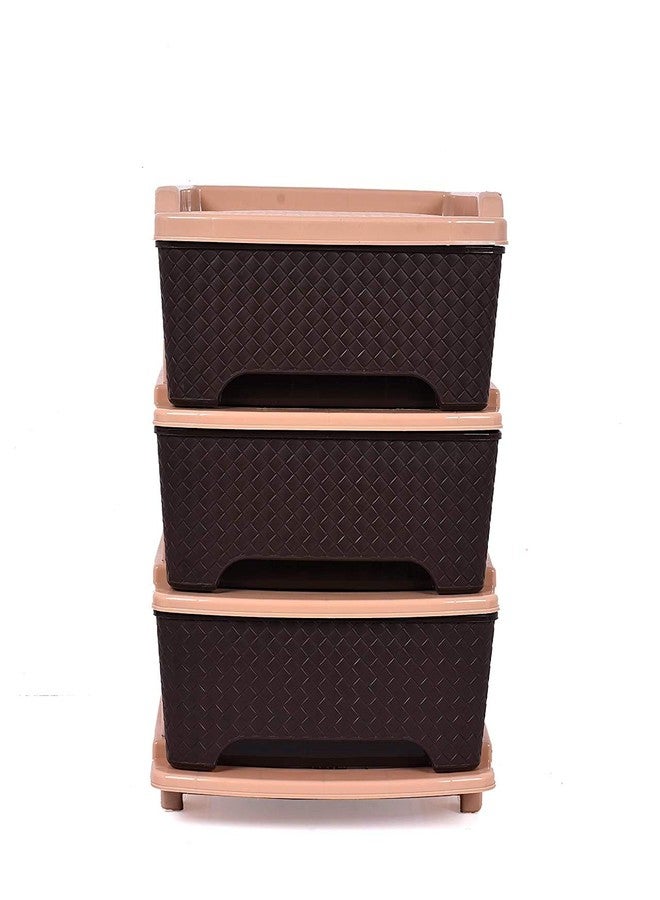 Sonal - Organiser Multipurpose Drawer Standing Chest - Plastic (Brown, Tier 3) - Image 1