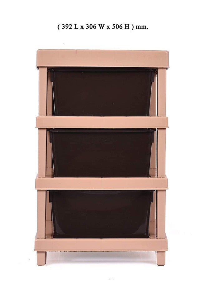Sonal - Organiser Multipurpose Drawer Standing Chest - Plastic (Brown, Tier 3) - Image 4