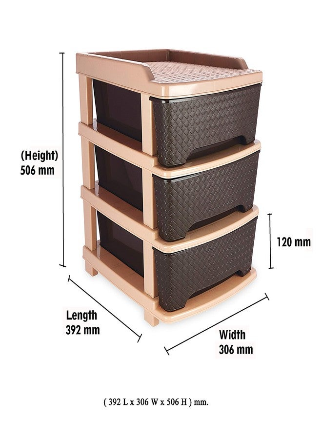 Sonal - Organiser Multipurpose Drawer Standing Chest - Plastic (Brown, Tier 3) - Image 2