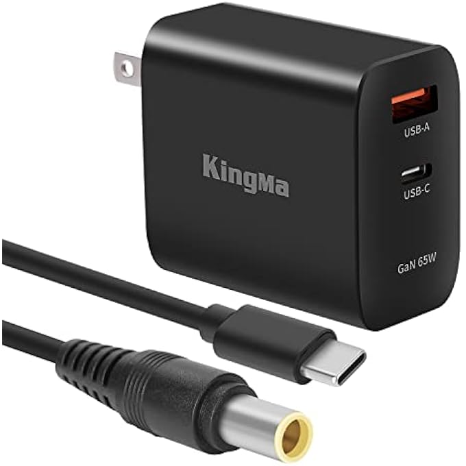 KingMa LAPTOP CHARGER 65W PD WALL GAN CHARGER WITH 1.5M FAST CHARGING CABLE FOR LENOVO T420 E40 SL410K E420 R400 R61 X60S X60T X61S X61T X200 X201I X220 X230 - Image 1
