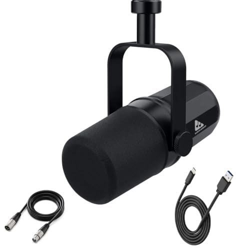 Audio Array AM-C11 XLR/USB Dynamic Podcast Microphone | Built-in Monitoring | One Touch Mute and Volume Control | Premium Metal Build | 2M XLR & USB Cable | Streaming, Gaming, Podcasting, Singing - Image 1
