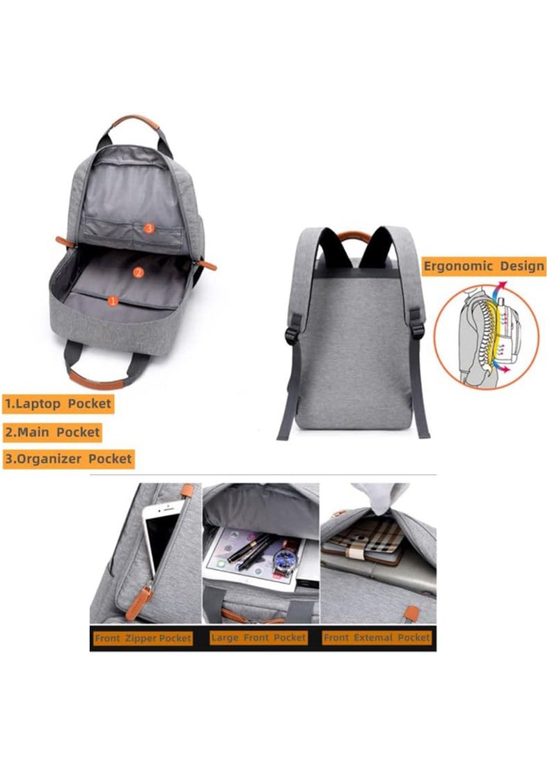Arabest Large Travel Laptop Backpack for Men Women, Expandable Waterproof Carry On Backpack Airline Approved with USB Charging Port & Wet Pocket, 15.6" Business Work Backpack Rucksack Casual Daypack Grey  - Image 4