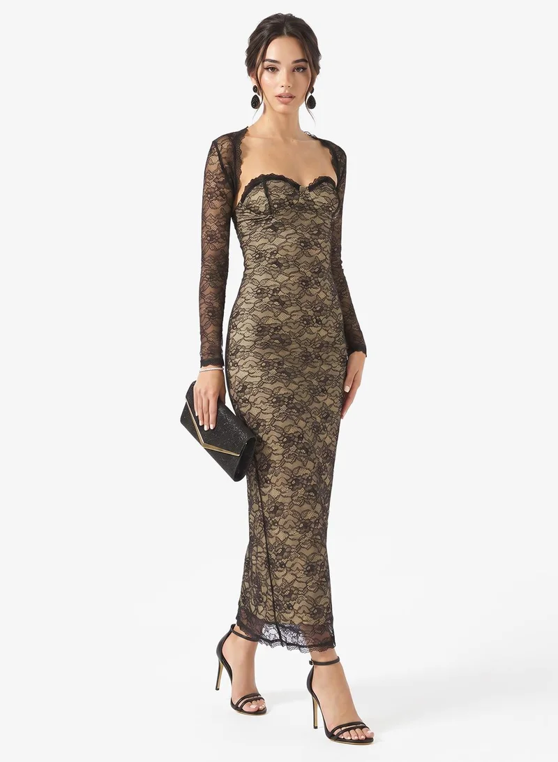 Ginger Sweetheart Neckline Lace Bodycon Dress