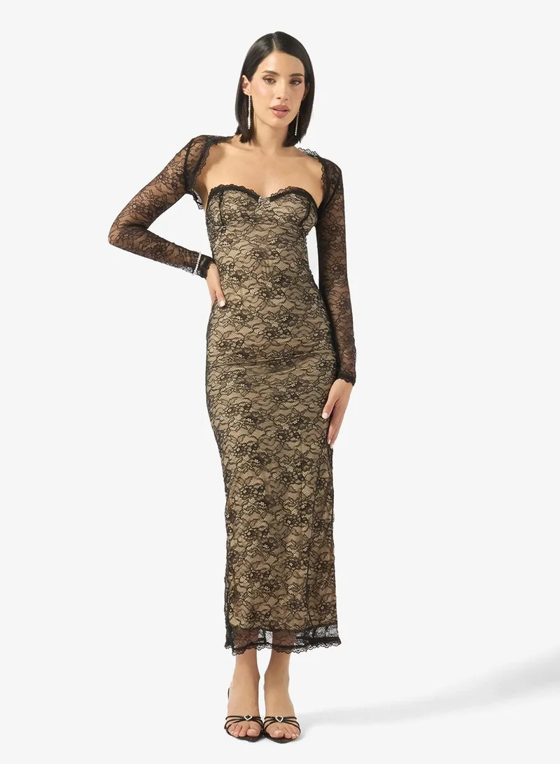 Ginger Sweetheart Neckline Lace Bodycon Dress