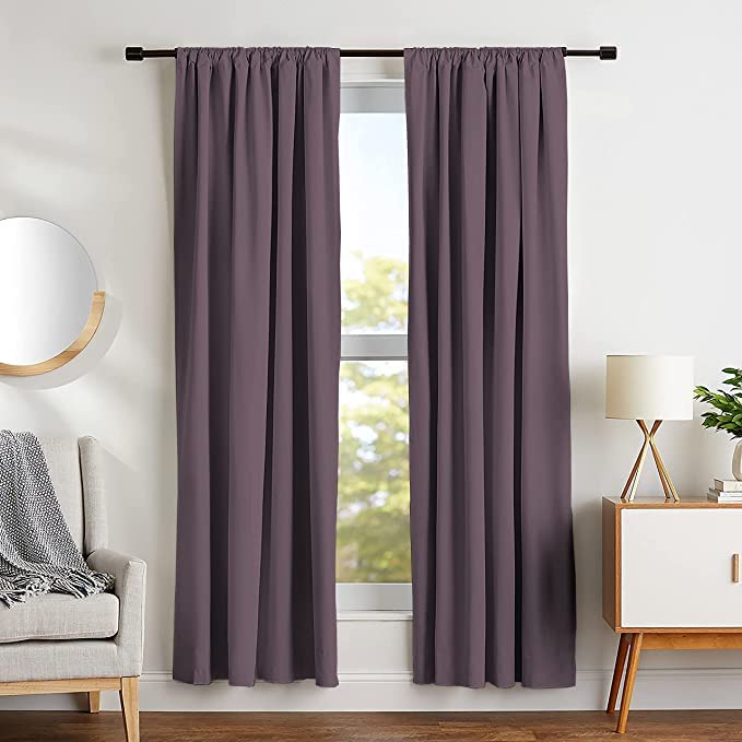 Parda Online Room Darkening Curtain - Thermal Insulated Blackout Curtains, 9 Feet, Purple, Set of 2 - Image 1