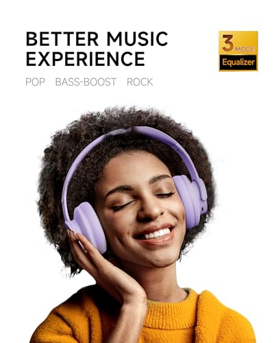 Picun B8 Headphones Wireless Bluetooth 120H Bluetooth Headphone Over Ear with 3EQ Music Modes HandsFree Calls Deep Bass Headphones for Travel Home Office Cellphone PC Purple - Image 3