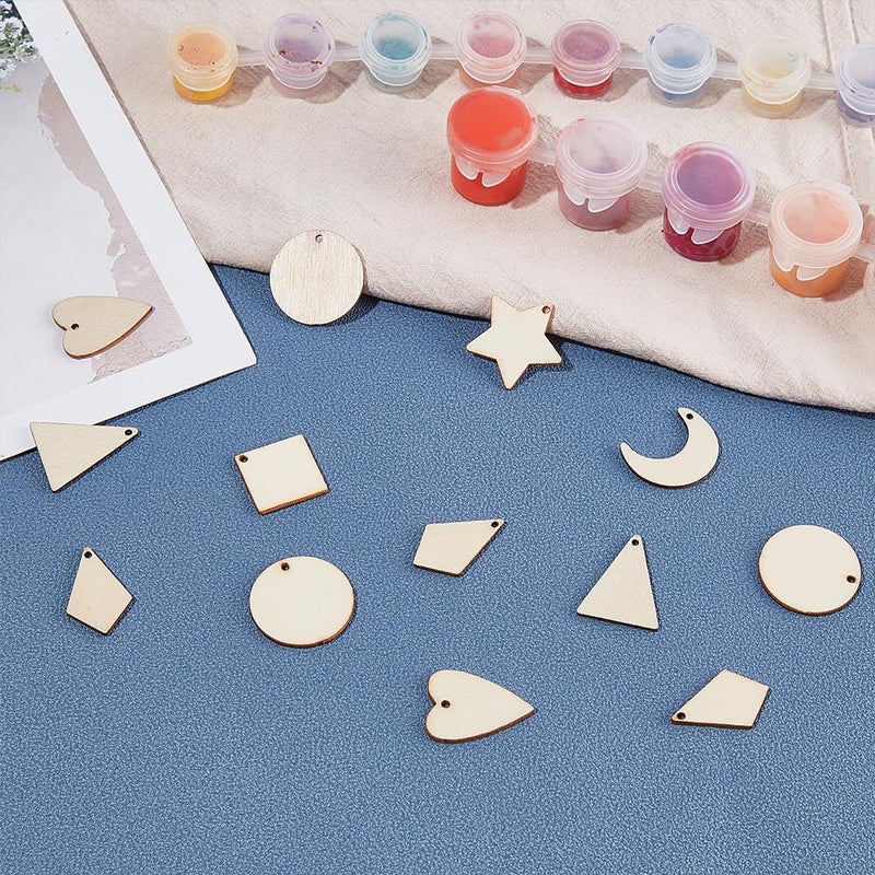 PH PandaHall 160pcs 8 Styles Small Undyed Wood Pendants Natural Star Moon Shapes for Earring Necklace Jewelry DIY Craft Making Tree Ornaments Hanging Ornament Decorations - Image 4