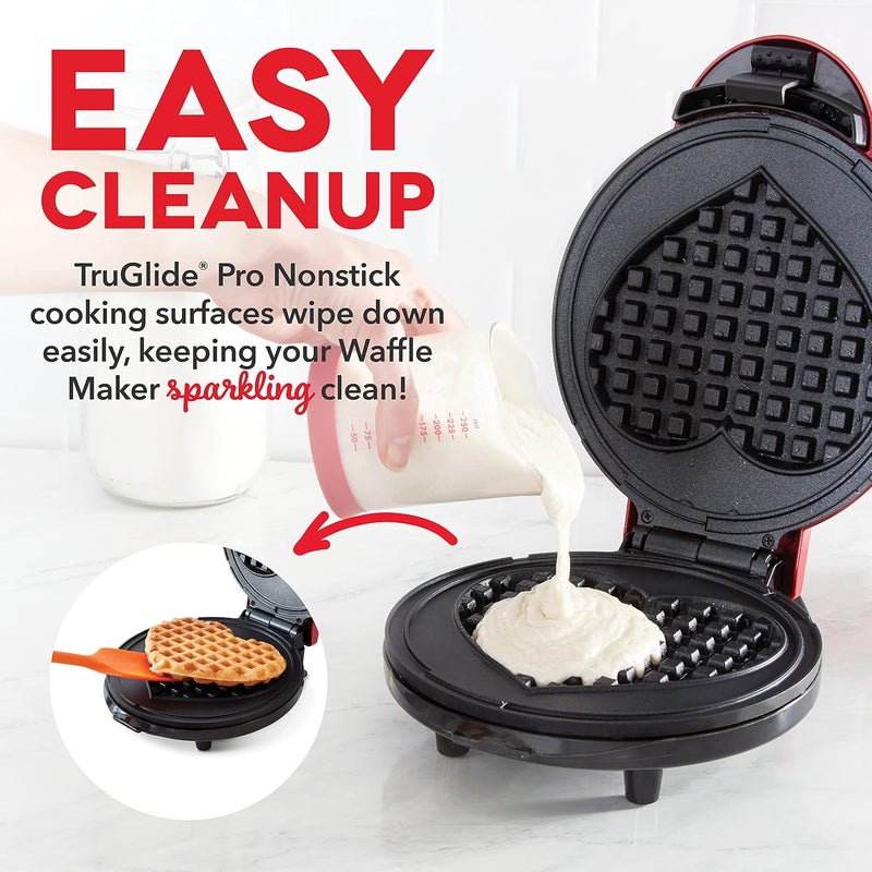 Dash Express 8” Waffle Maker for Waffles, Paninis, Hash Browns + other Breakfast, Lunch, or Snacks, with Easy Clean, Dual Non-Stick Surfaces - Red Heart - Image 3