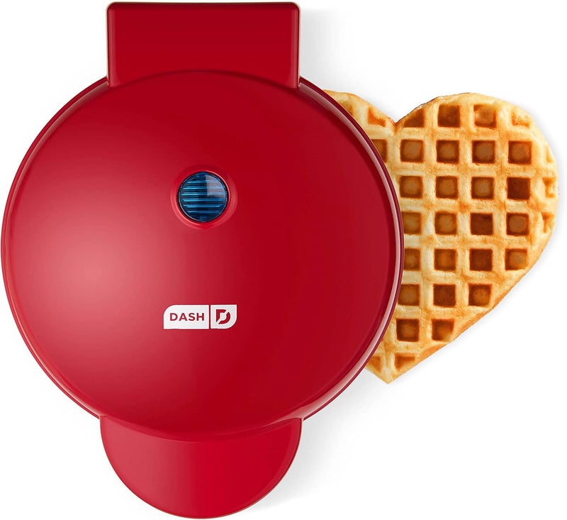 Dash Express 8” Waffle Maker for Waffles, Paninis, Hash Browns + other Breakfast, Lunch, or Snacks, with Easy Clean, Dual Non-Stick Surfaces - Red Heart - Image 1