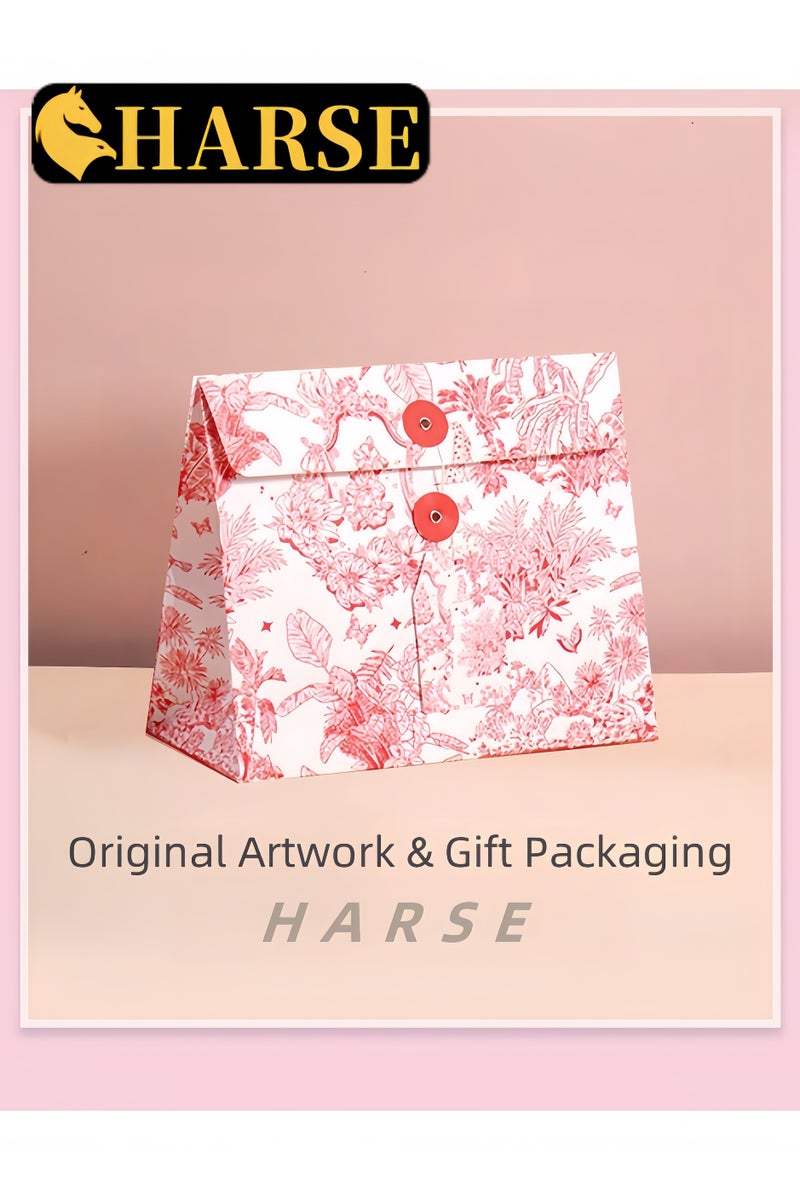 لغة حقيبة هدايا مستوحاة من الخزف الوردي، حقيبة عيد ميلاد بطراز صيني، تغليف عطلات إبداعي، حقيبة هدايا للمناسبات قابلة للإغلاق - Image 1