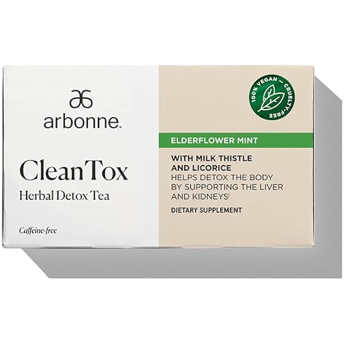 Arbonne Cleantox Herbal Detox Tea – Caffeine Free Tea Bags w/Botanical Blend for Daily Refreshment, Includes Peppermint, Dandelion, Fennel, & Milk Thistle for a Light Herbal Experience, 20 Count, by Arbonne. - Image 1
