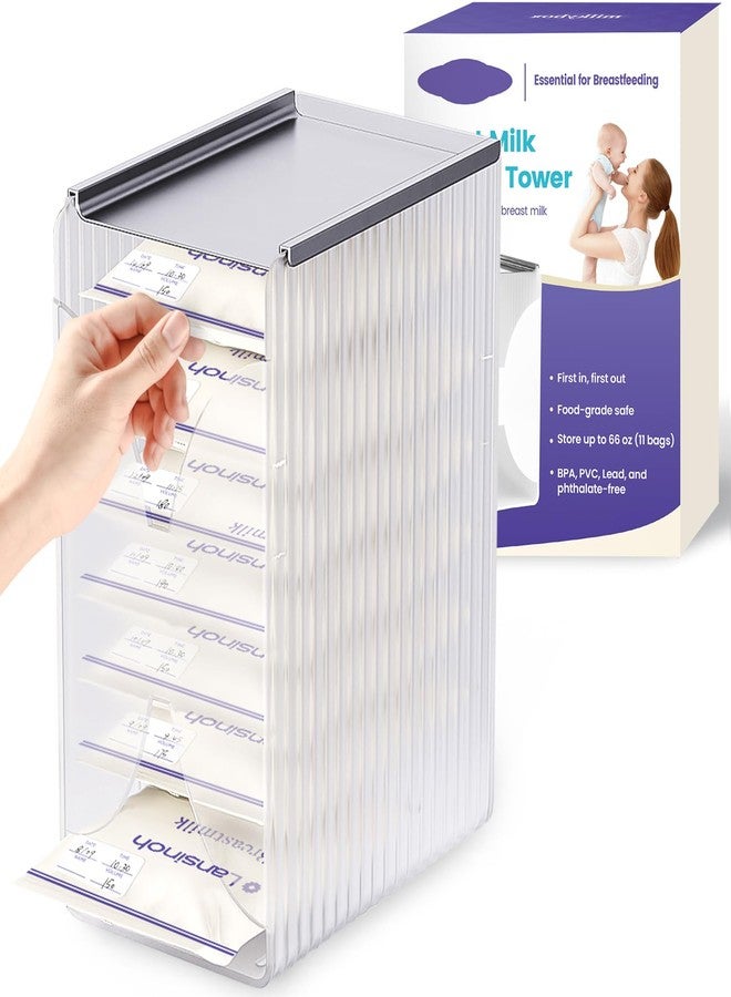 E1vee1 Freeze Organizer and Tower for Breastmilk Storage Bags, First-in First-Out Container Storing System with Quick-Freeze Tray to Freezing Breastmilk, Reusable and Breastfeeding Essentials - Image 1