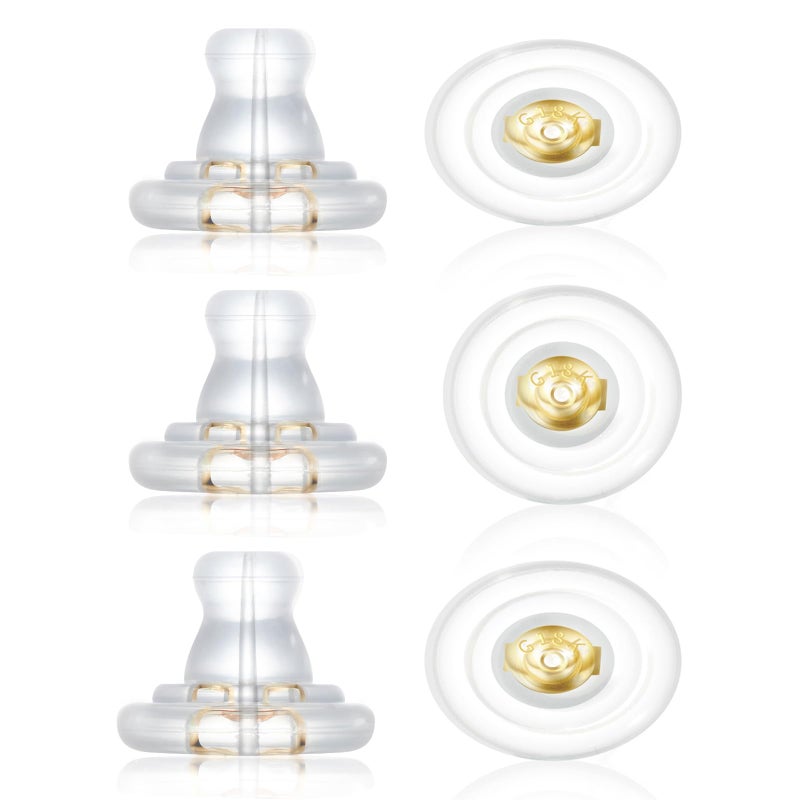 DSOMHZ Earring Backs18K Gold Silicone Earring Backs ReplacementsLocking Secure Earring Backs for StudsDroopy EarsNoIrritate Hypoallergenice Soft Clear Earring Backs for Adults