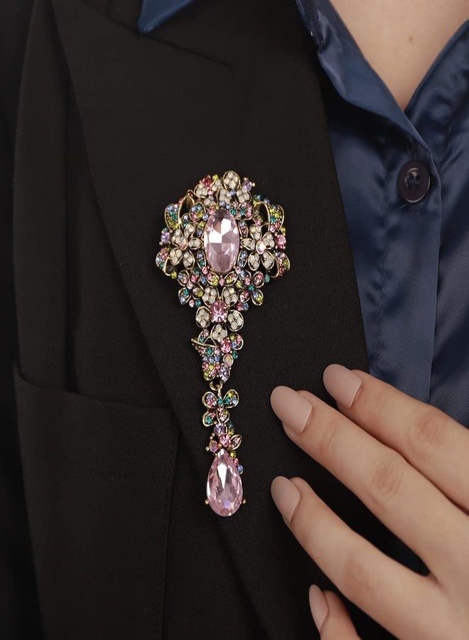 Rumtock Bouquet Rainbow Rhinestones Crystal Long Brooch for Women Statement Brooch Pin for Special Event Prom Party - Image 2