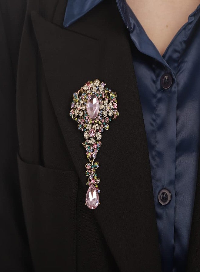 Rumtock Bouquet Rainbow Rhinestones Crystal Long Brooch for Women Statement Brooch Pin for Special Event Prom Party - Image 3