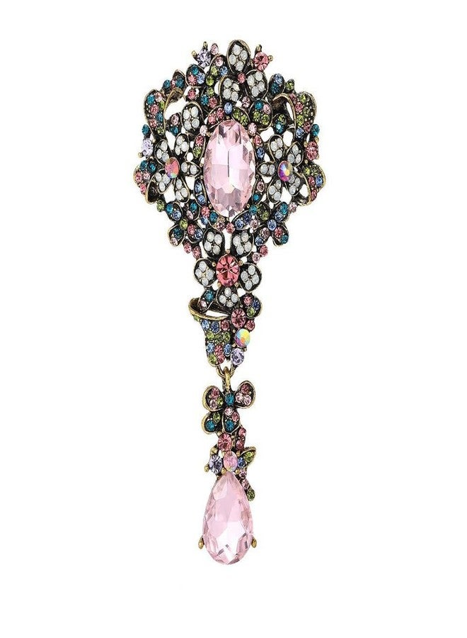 Rumtock Bouquet Rainbow Rhinestones Crystal Long Brooch for Women Statement Brooch Pin for Special Event Prom Party - Image 1