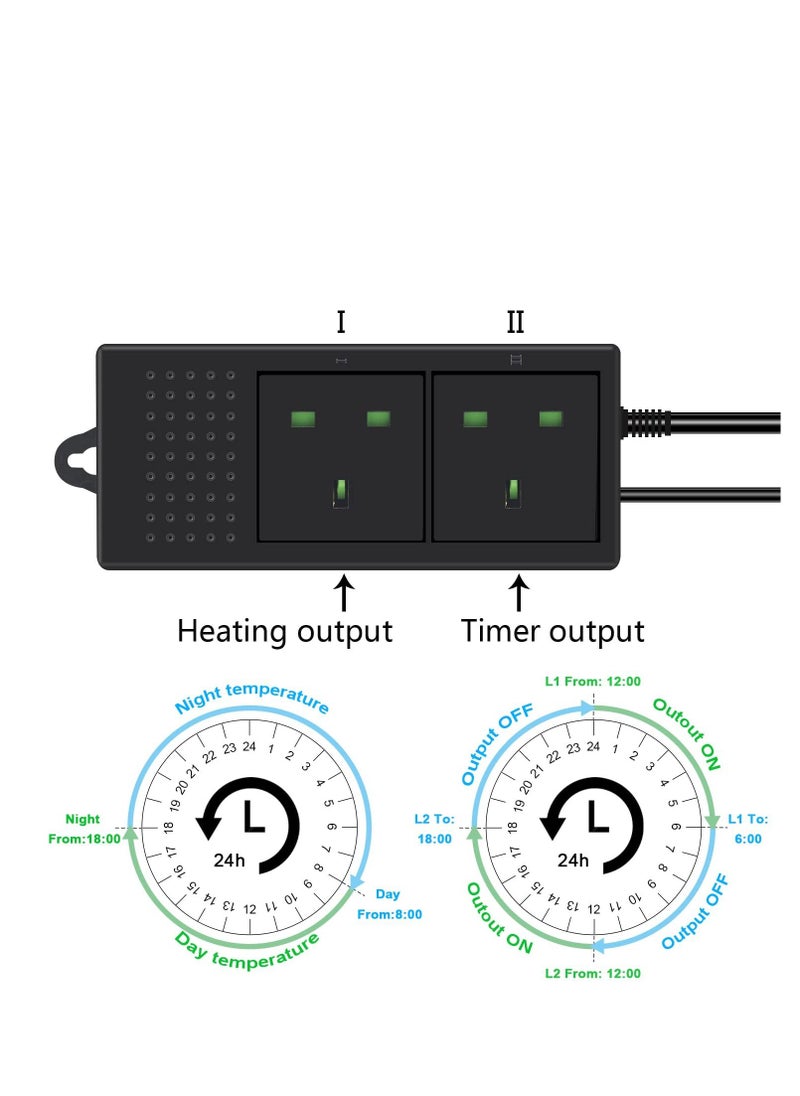Excefore - Digital Dimming Thermostat, Reptile Thermostat Controlled Outlet, PID Thermostat Plug, for Heat Lamp Terrarium, Aquarium with Waterproof Sensor Probe - Image 1