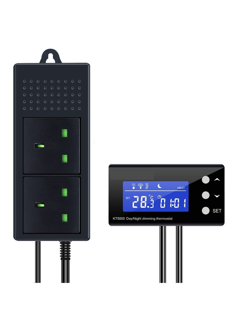 Excefore - Digital Dimming Thermostat, Reptile Thermostat Controlled Outlet, PID Thermostat Plug, for Heat Lamp Terrarium, Aquarium with Waterproof Sensor Probe - Image 1