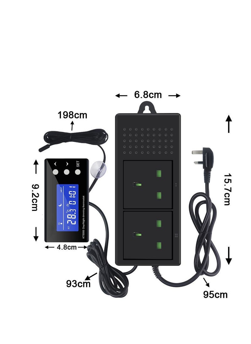 Excefore - Digital Dimming Thermostat, Reptile Thermostat Controlled Outlet, PID Thermostat Plug, for Heat Lamp Terrarium, Aquarium with Waterproof Sensor Probe - Image 1