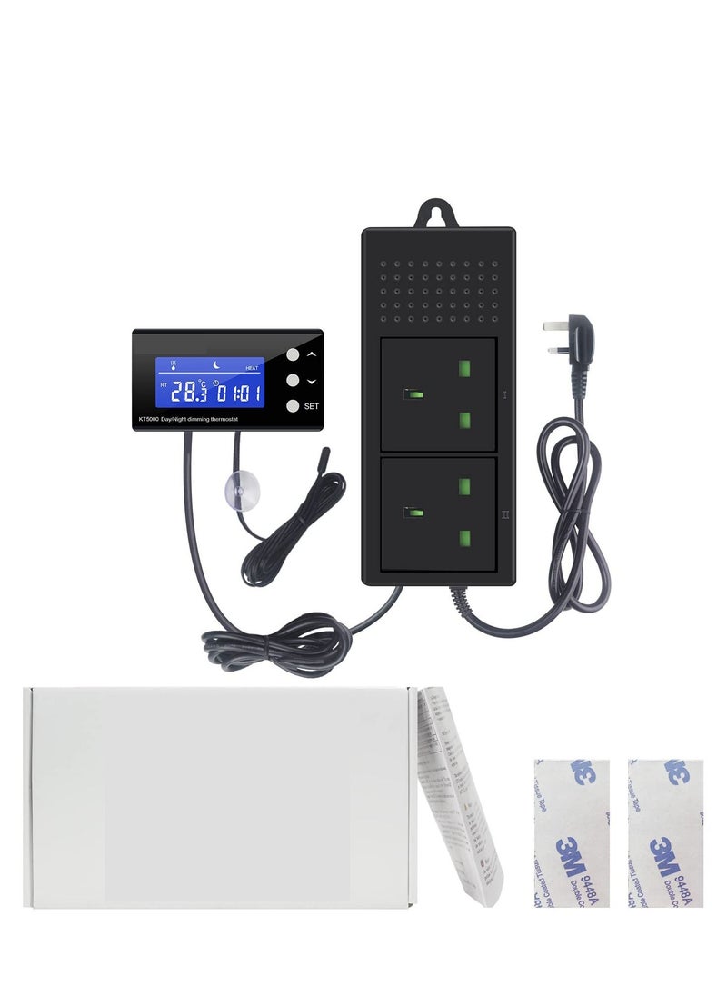Excefore - Digital Dimming Thermostat, Reptile Thermostat Controlled Outlet, PID Thermostat Plug, for Heat Lamp Terrarium, Aquarium with Waterproof Sensor Probe - Image 1