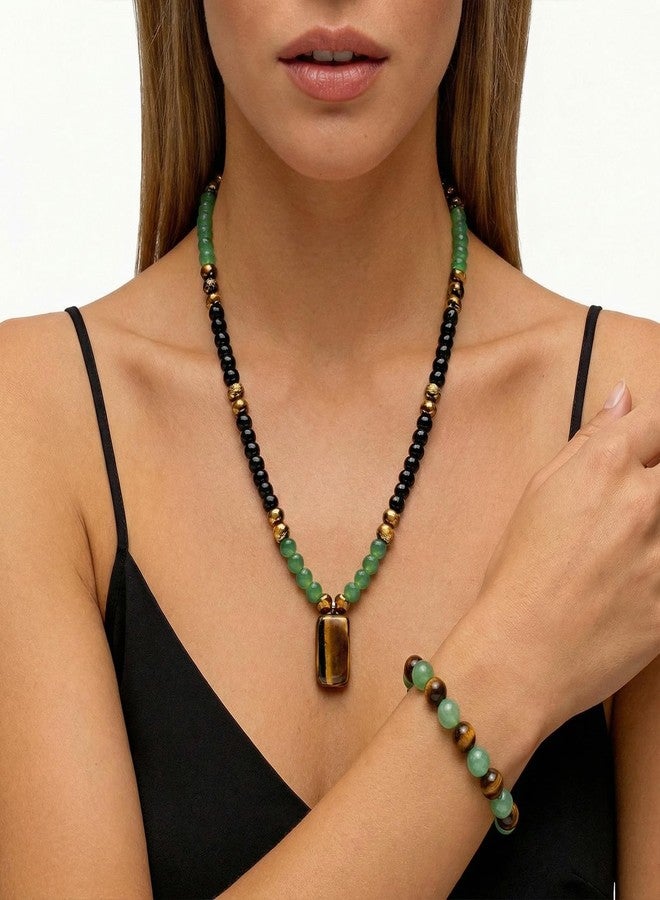 Frodete Crystal Money Attraction Bracelets Wealth for Women Green Jade Beaded Good Luck Bracelet Tiger Eye Trendy Birthday Jewelry Gifts for Friends - Image 2
