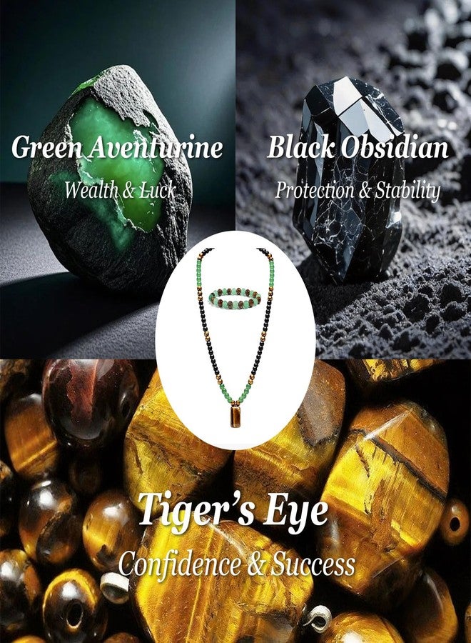 Frodete Crystal Money Attraction Bracelets Wealth for Women Green Jade Beaded Good Luck Bracelet Tiger Eye Trendy Birthday Jewelry Gifts for Friends - Image 3
