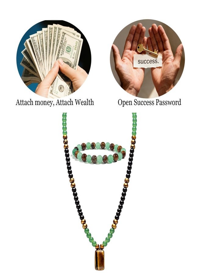 Frodete Crystal Money Attraction Bracelets Wealth for Women Green Jade Beaded Good Luck Bracelet Tiger Eye Trendy Birthday Jewelry Gifts for Friends - Image 4