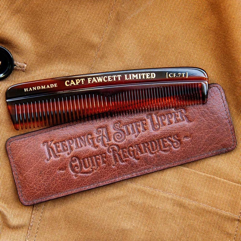 Captain Fawcett Hair Comb with Leather Case