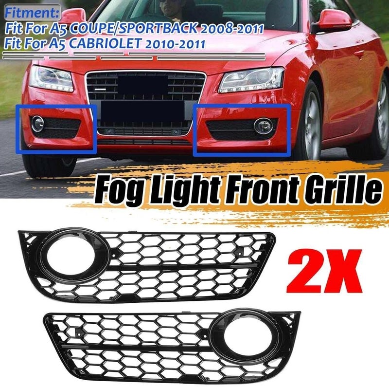 QASULER Car Front Bumper Fog Light Grille for A5 Models - Image 4