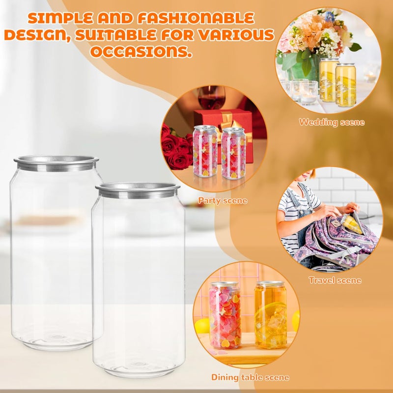 PRETYZOOM 10pcs Aluminum Cap Smoothie Bottles Leakproof Plastic Milk Beverage Containers Can Design 400ml for Parties Iced Drinks - Image 3