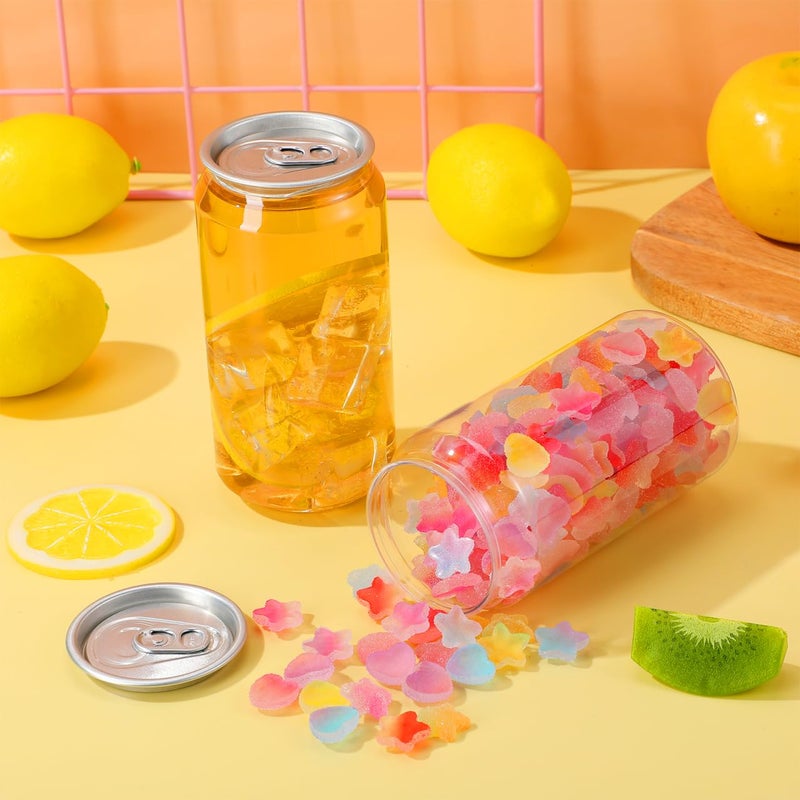 PRETYZOOM 10pcs Aluminum Cap Smoothie Bottles Leakproof Plastic Milk Beverage Containers Can Design 400ml for Parties Iced Drinks - Image 4