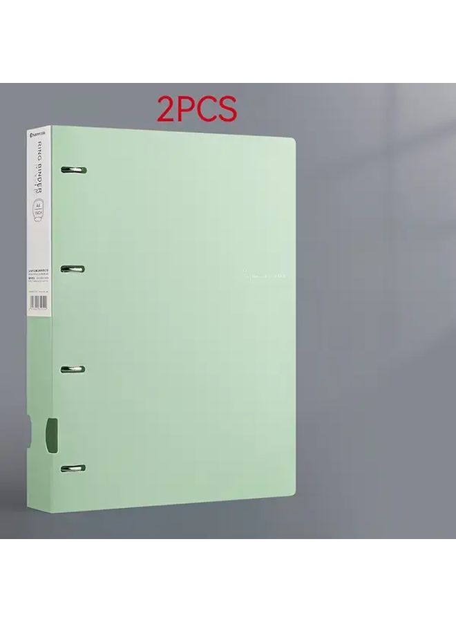 Pink Two Pack A4 Binder Durable PP Material 4 Ring Punch Office Document Organizer Folder - Image 4