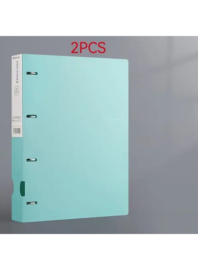 Pink Two Pack A4 Binder Durable PP Material 4 Ring Punch Office Document Organizer Folder - Image 5