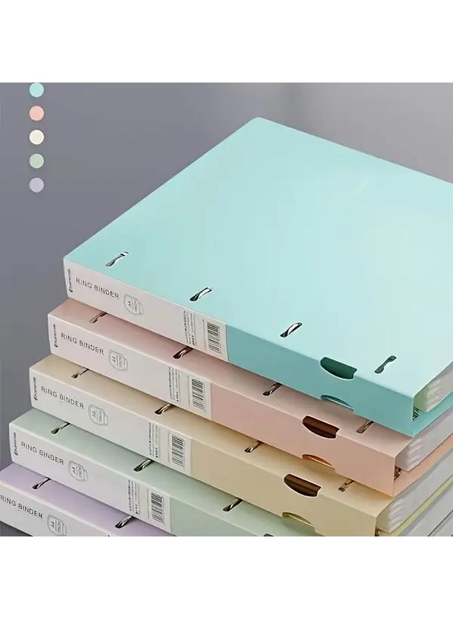 Pink Two Pack A4 Binder Durable PP Material 4 Ring Punch Office Document Organizer Folder - Image 2