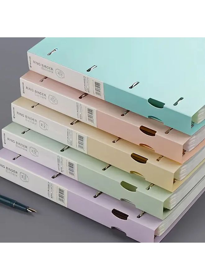 Pink Two Pack A4 Binder Durable PP Material 4 Ring Punch Office Document Organizer Folder - Image 1