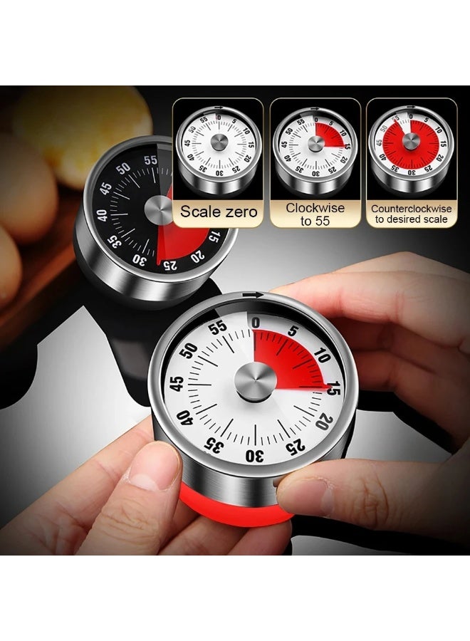 60-Minute Visual Countdown Kitchen Timer, Mechanical Timer Classroom Timer Baking Clock for Kids Adults, Magnetic Desk Timer With Loud Alarm for Cooking Study Exercise, No Battery Required