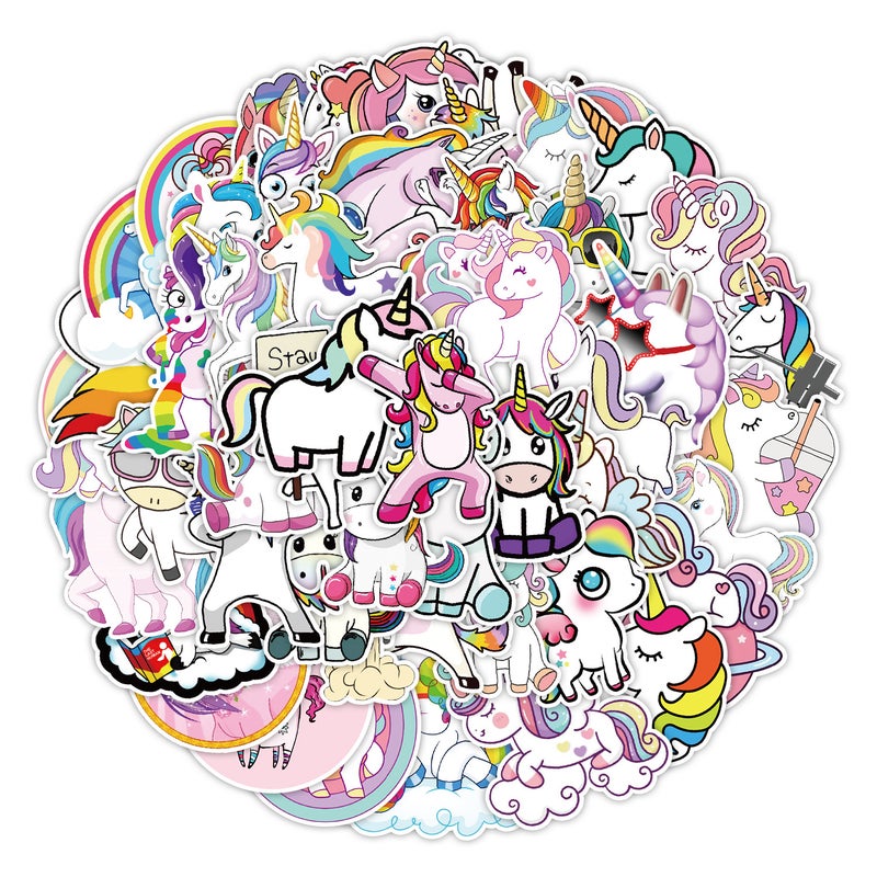 50 unicorn graffiti stickers luggage Cup computer notebook waterproof stickers wholesale hand account stickers TQ50-0066