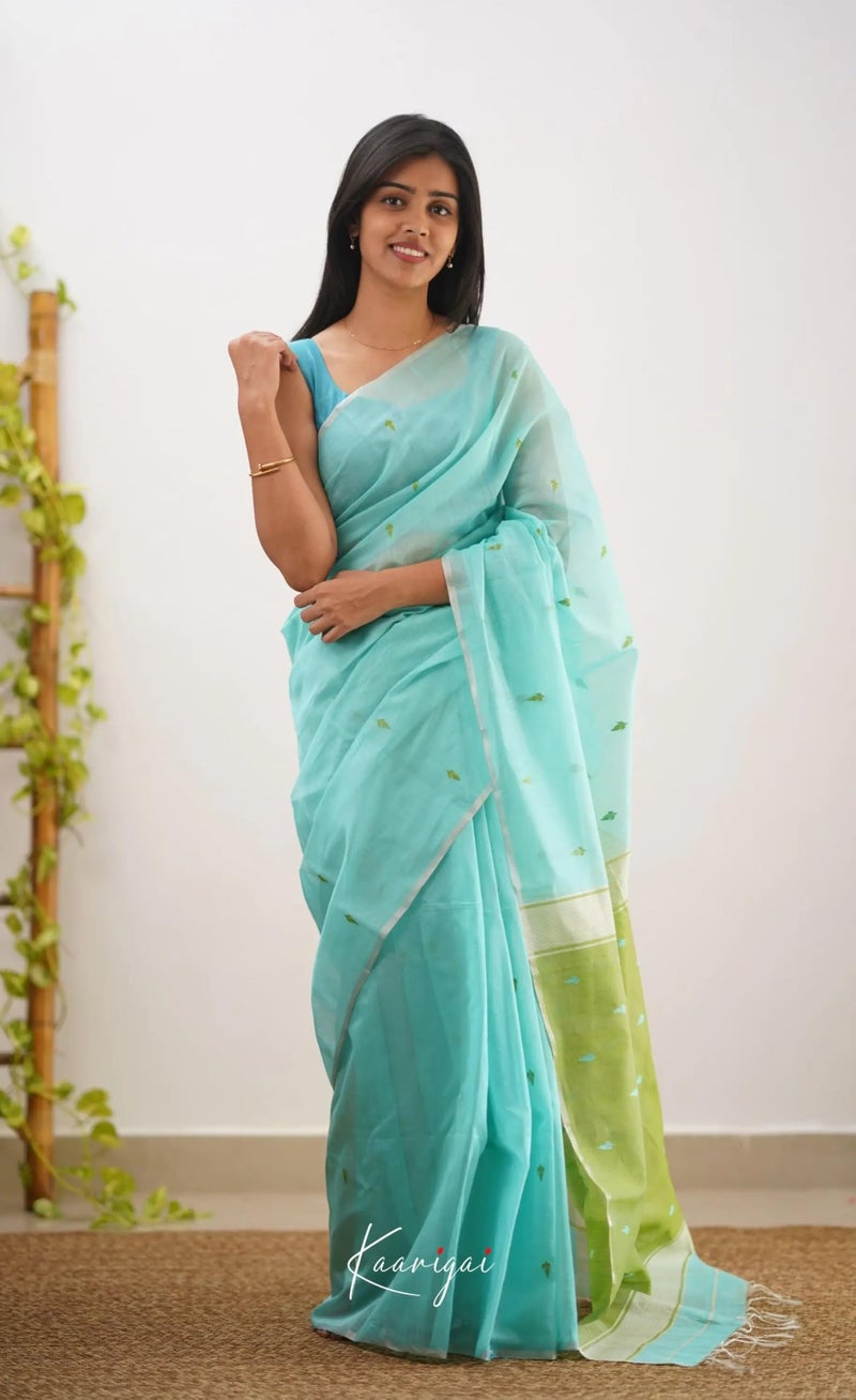 C J Enterprise Women's Banarasi Pure Kanjivaram Silk Saree Cotton Spun Saree for Wedding Soft Design Wear Sarees Latest Sari With Blouse Piece new ladies 2025 (Cotton Lavender) (Blue_Pista) - Image 2