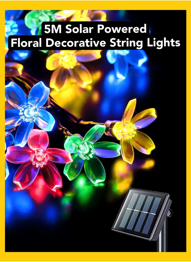 Oasis Casa 5M Solar Powered Decorative String Lights, Waterproof Outdoor Garden Lights for Christmas Decoration, Multicolor 30LED 8 Modes Floral Lights, Fairy Lights Outdoor Decor for Balcony Patio Backyard Wedding  - Image 1