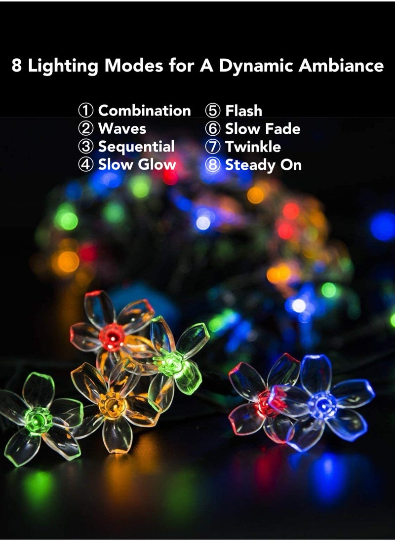 Oasis Casa 5M Solar Powered Decorative String Lights, Waterproof Outdoor Garden Lights for Christmas Decoration, Multicolor 30LED 8 Modes Floral Lights, Fairy Lights Outdoor Decor for Balcony Patio Backyard Wedding  - Image 4