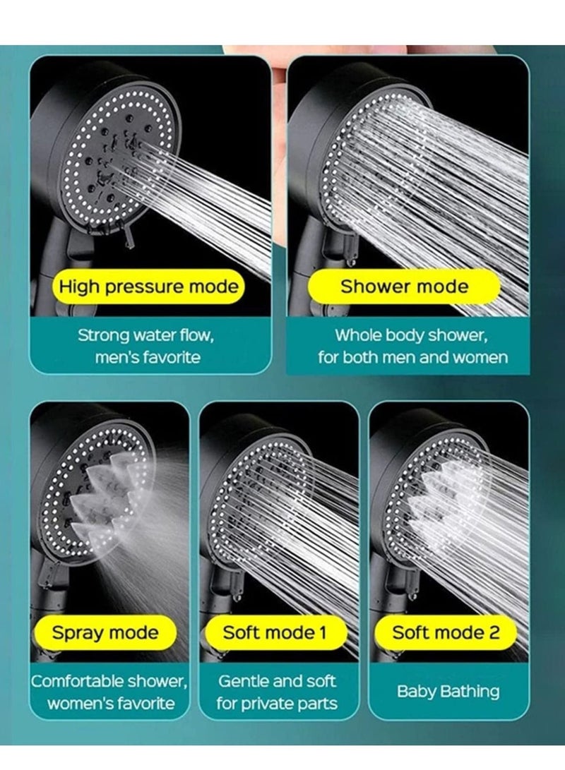 Excefore Multi-Functional High Pressure Shower Head with 5 Modes, High Pressure Handheld Shower Head with ON/Off Switch, Water Saving, Easy to Install  - Image 3