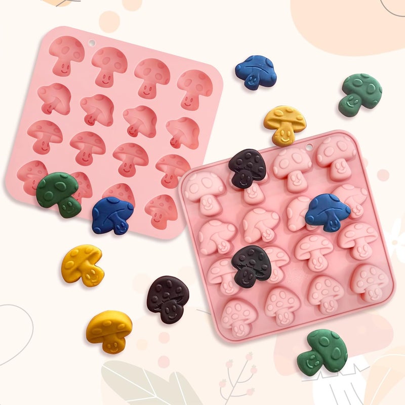 EQUNROY 2PCS Mushroom Silicone Mold with 2 Droppers - 16 Cavity 3D Cute Mushroom Gummy Molds for Chocolate Candy Soap Resin - Fondant Gummy Cookie Candle DIY Crafts - Image 5