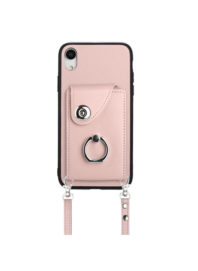 اس-توب جراب لهاتف iPhone XR مزود بحلقة وحقيبة بطاقات عضوية مع حبل طويل - Image 2