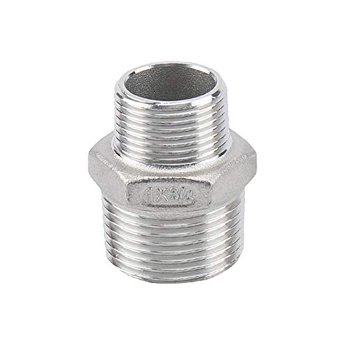 Feelers Reducing Hex Nipple, 304 Stainless Steel 1"x 3/4" NPT Male Pipe Fitting Reducer Nipple Adapter - Image 1